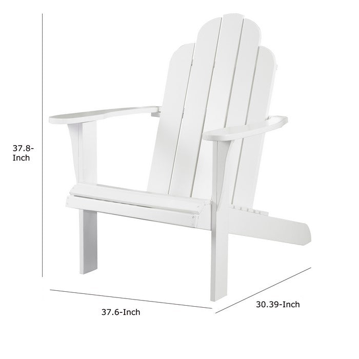 Slatted Wooden Outdoor Chair with Arched High Backrest, White