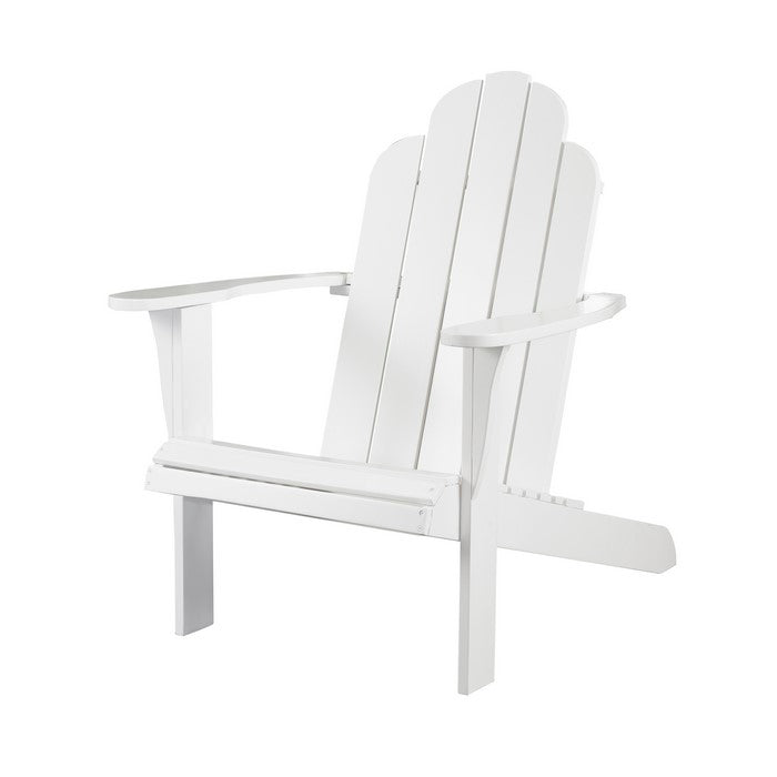 Slatted Wooden Outdoor Chair with Arched High Backrest, White