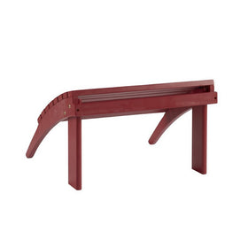 Arched Wooden Ottoman with Slatted Design and straight Legs, Red
