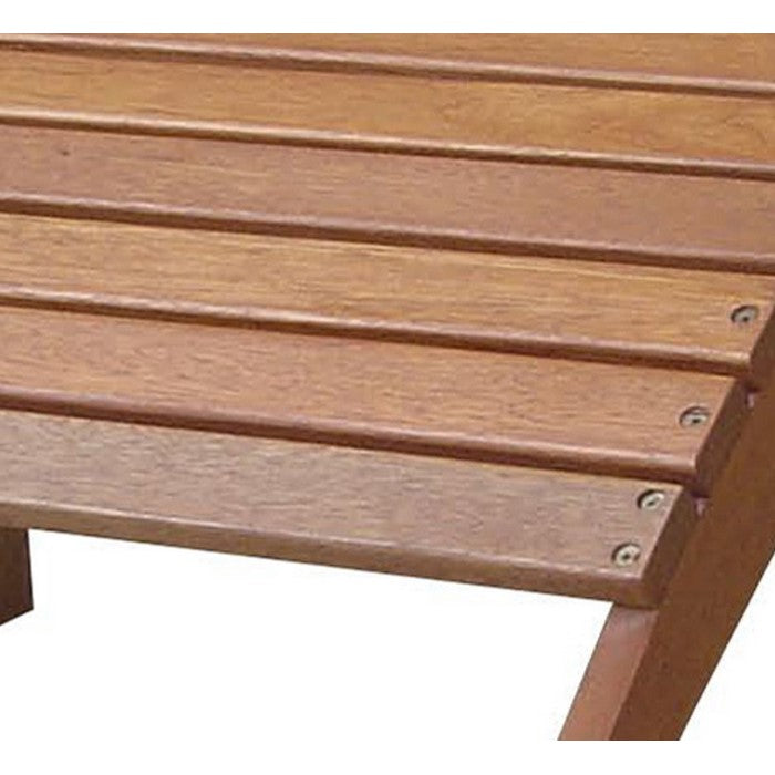 Arched Wooden Ottoman with Slatted Design and straight Legs,Teak Brown