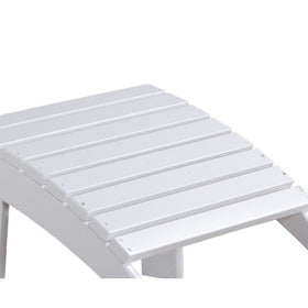 Arched Wooden Ottoman with Slatted Design and straight Legs, White