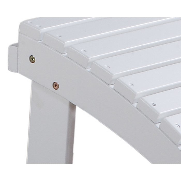 Arched Wooden Ottoman with Slatted Design and straight Legs, White