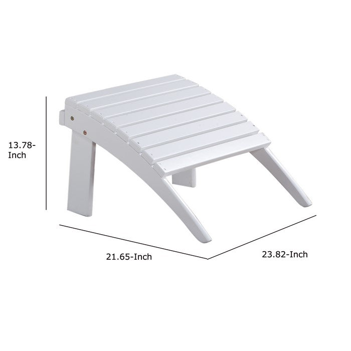 Arched Wooden Ottoman with Slatted Design and straight Legs, White