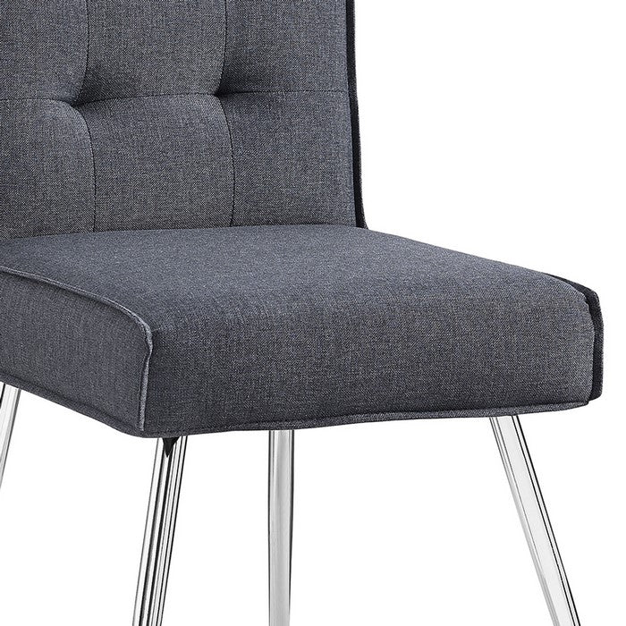 Fabric Upholstered Tufted Chair with Metal Legs, Set of 2, Gray