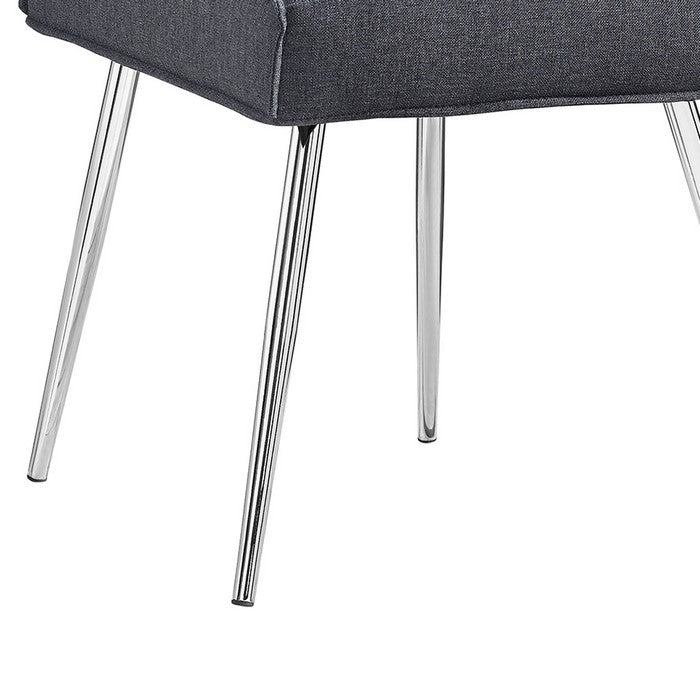 Fabric Upholstered Tufted Chair with Metal Legs, Set of 2, Gray