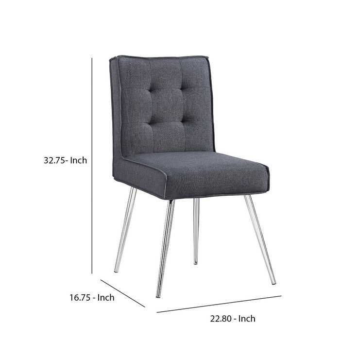 Fabric Upholstered Tufted Chair with Metal Legs, Set of 2, Gray