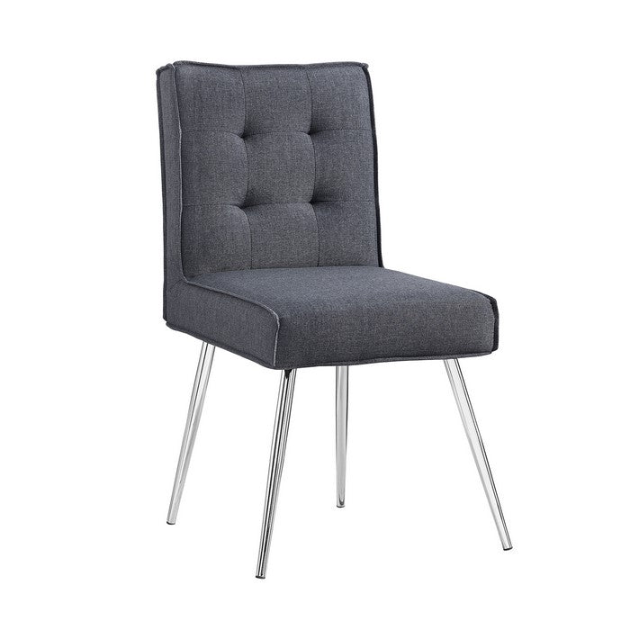 Fabric Upholstered Tufted Chair with Metal Legs, Set of 2, Gray