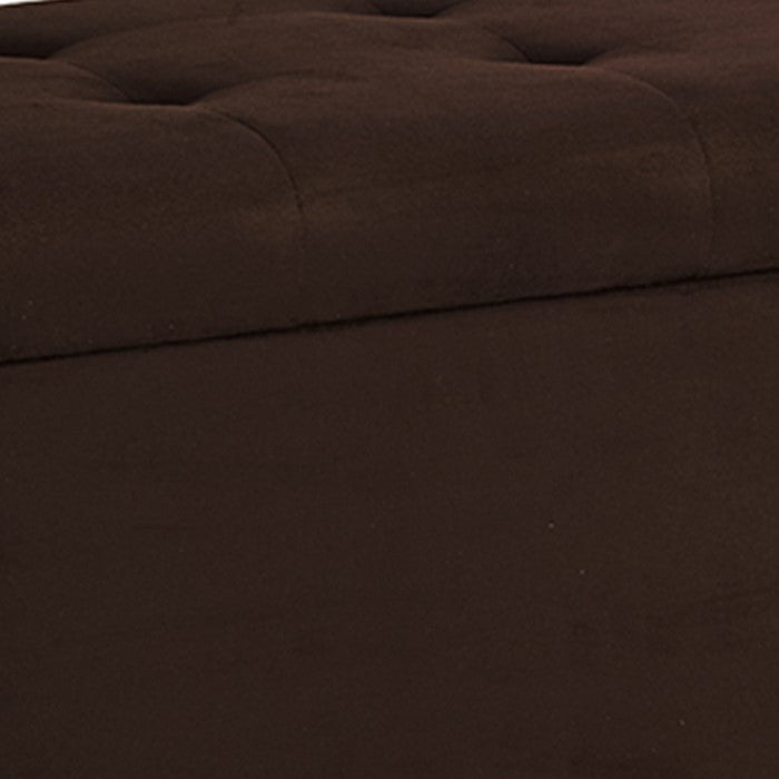 Fabric Upholstered Wooden Shoe Storage Ottoman, Brown