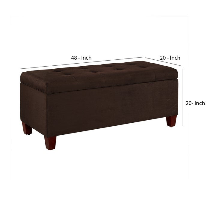 Fabric Upholstered Wooden Shoe Storage Ottoman, Brown