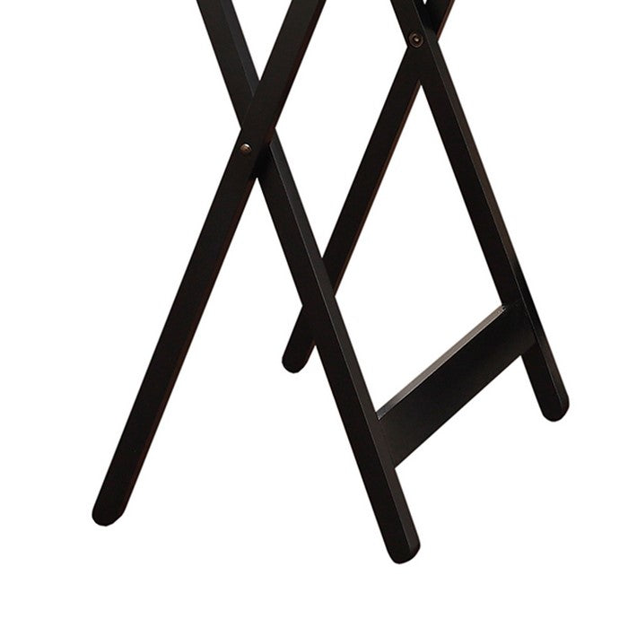 5 Piece Foldable Tray Table Set with Faux Marble Top, Brown and White