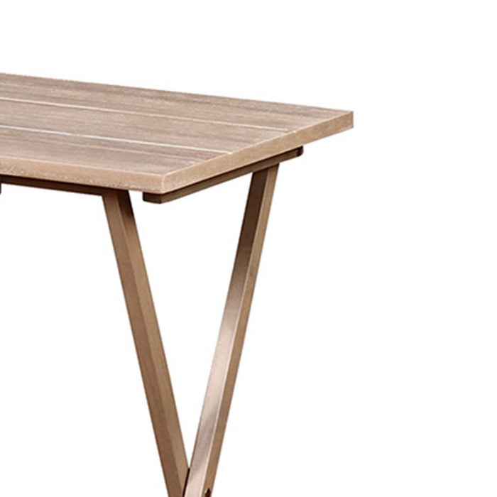 5 Piece Foldable Rectangular Wooden Tray Table Set , Brown