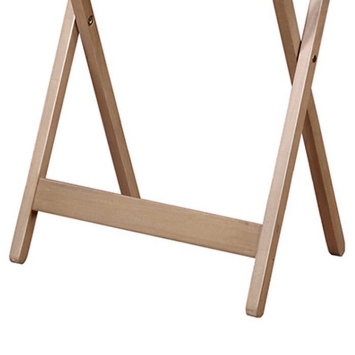 5 Piece Foldable Rectangular Wooden Tray Table Set , Brown