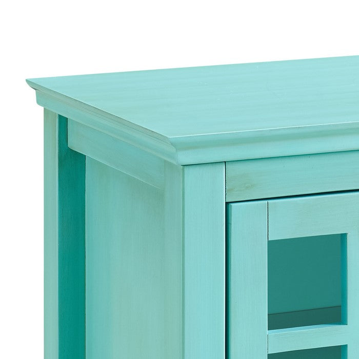 Wooden Single Door Cabinet with Two Storage Compartments, Blue