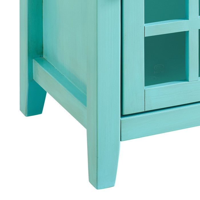 Wooden Single Door Cabinet with Two Storage Compartments, Blue