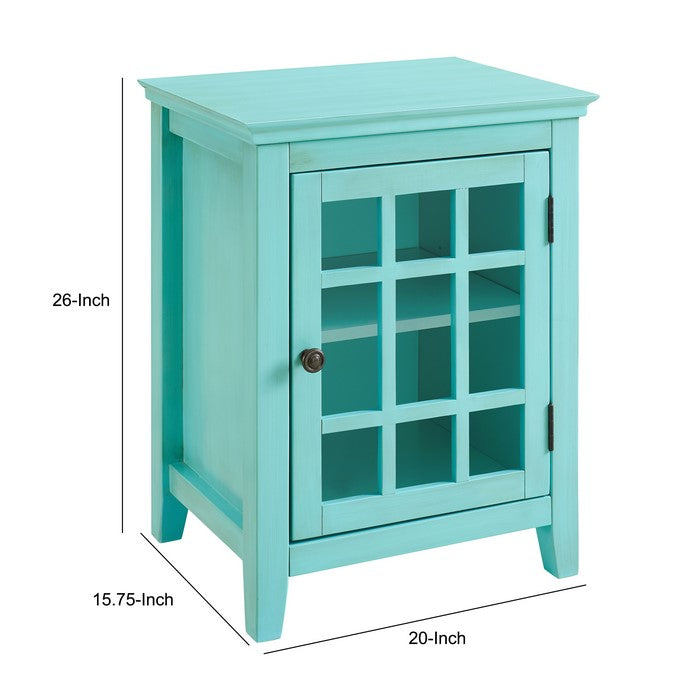 Wooden Single Door Cabinet with Two Storage Compartments, Blue