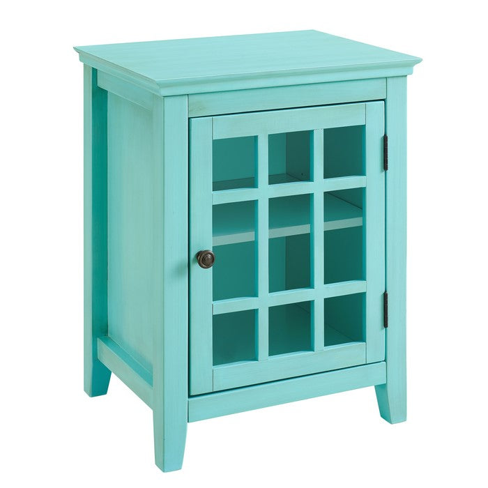 Wooden Single Door Cabinet with Two Storage Compartments, Blue