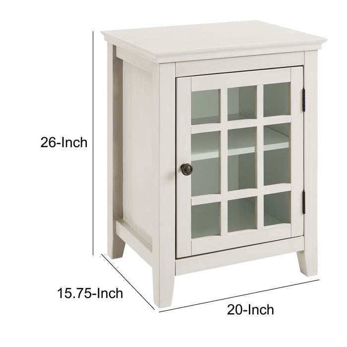Wooden Single Door Cabinet with Two Storage Compartments, White