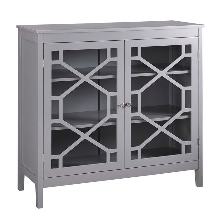 Two Door Wooden Cabinet with Three Storage Compartments, Large, Gray