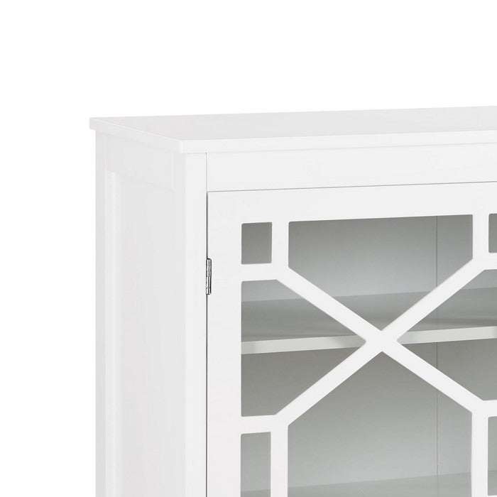 Two Door Wooden Cabinet with Three Storage Compartments, Large, White
