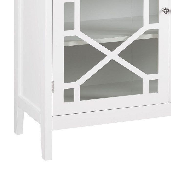 Two Door Wooden Cabinet with Three Storage Compartments, Large, White