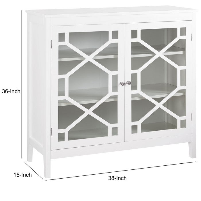 Two Door Wooden Cabinet with Three Storage Compartments, Large, White
