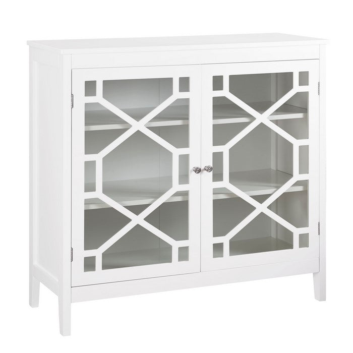 Two Door Wooden Cabinet with Three Storage Compartments, Large, White