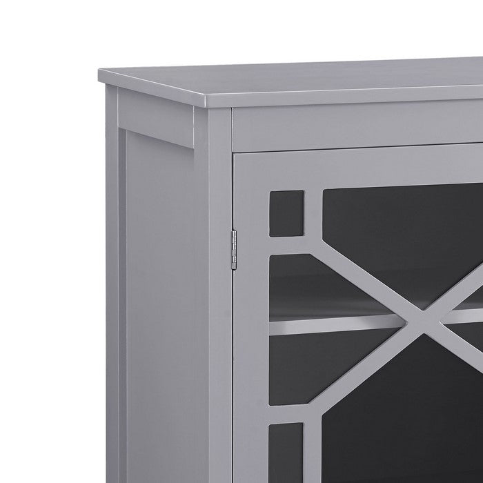 Single Door Wooden Cabinet with 3 Storage Compartments, Small, Gray