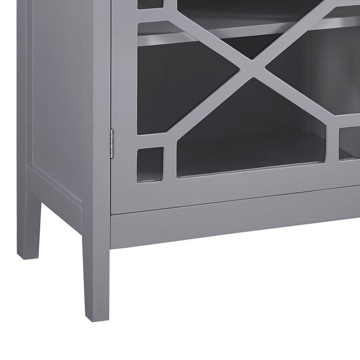 Single Door Wooden Cabinet with 3 Storage Compartments, Small, Gray