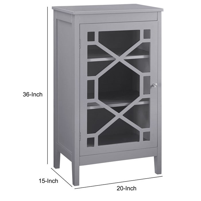 Single Door Wooden Cabinet with 3 Storage Compartments, Small, Gray