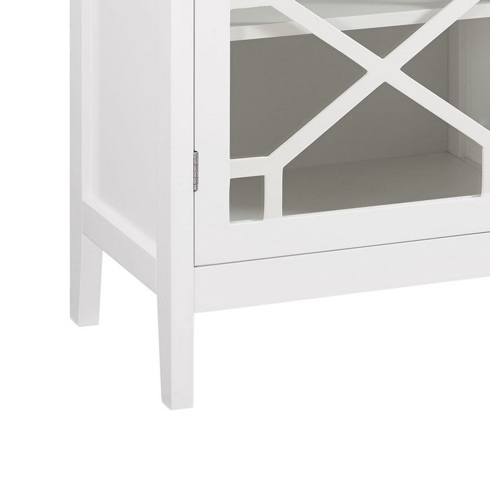 Single Door Wooden Cabinet with 3 Storage Compartments, Small, White