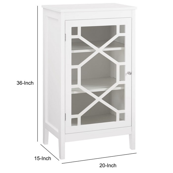 Single Door Wooden Cabinet with 3 Storage Compartments, Small, White