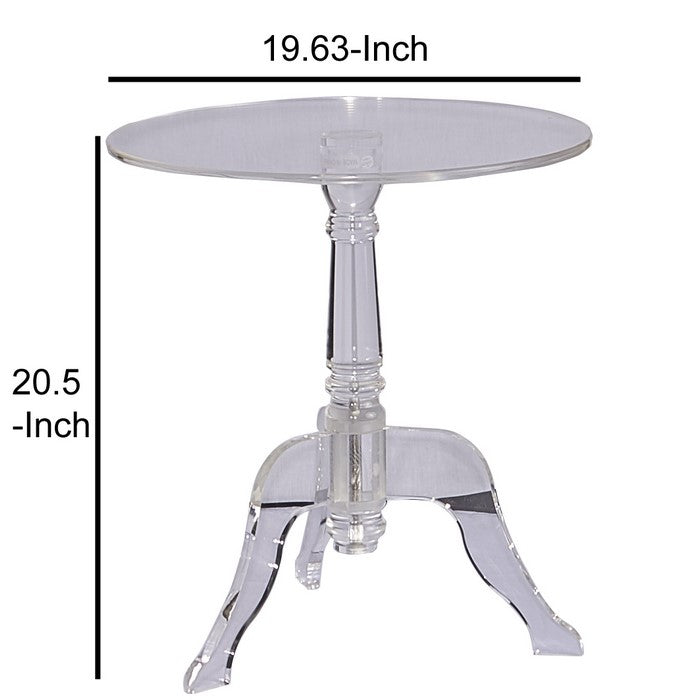 Round Acrylic End Table with 3 Legged Base Support, Clear