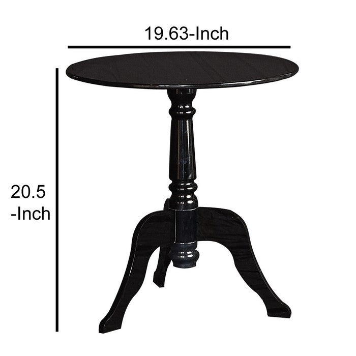 Round Acrylic End Table with 3 Legged Base Support, Black