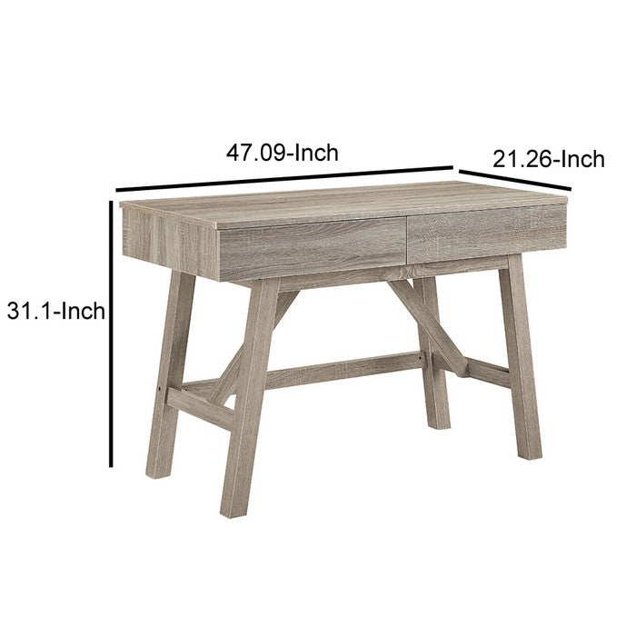 Rectangular Wooden Desk with Two Storage Drawers, Gray
