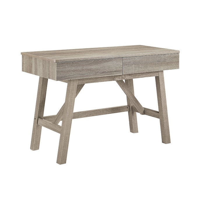 Rectangular Wooden Desk with Two Storage Drawers, Gray