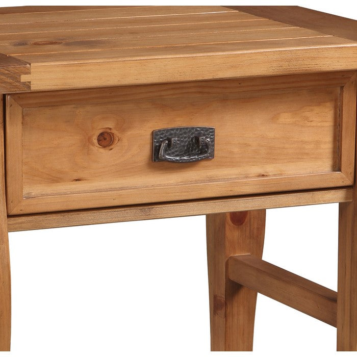 Wooden Rectangular End Table with One Drawer and Curved Legs, Brown