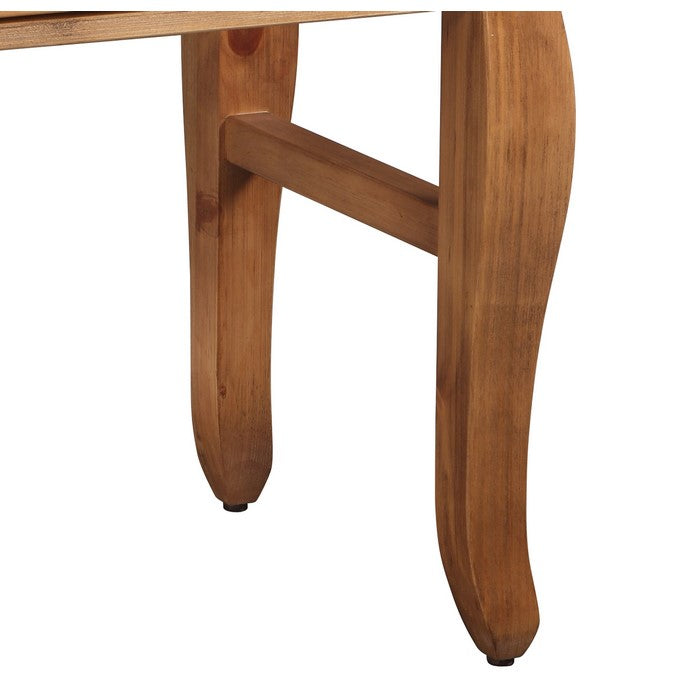 Wooden Rectangular End Table with One Drawer and Curved Legs, Brown