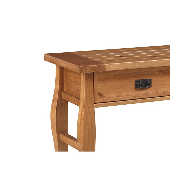 Wooden Rectangular Console Table with 2 Drawers and Curved Leg,Brown