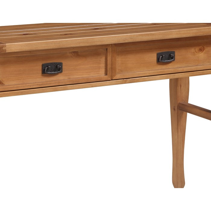 Wooden Rectangular Console Table with 2 Drawers and Curved Leg,Brown
