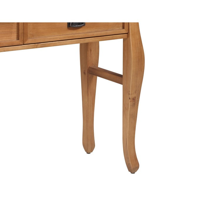Wooden Rectangular Console Table with 2 Drawers and Curved Leg,Brown