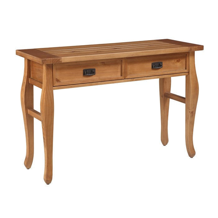 Wooden Rectangular Console Table with 2 Drawers and Curved Leg,Brown