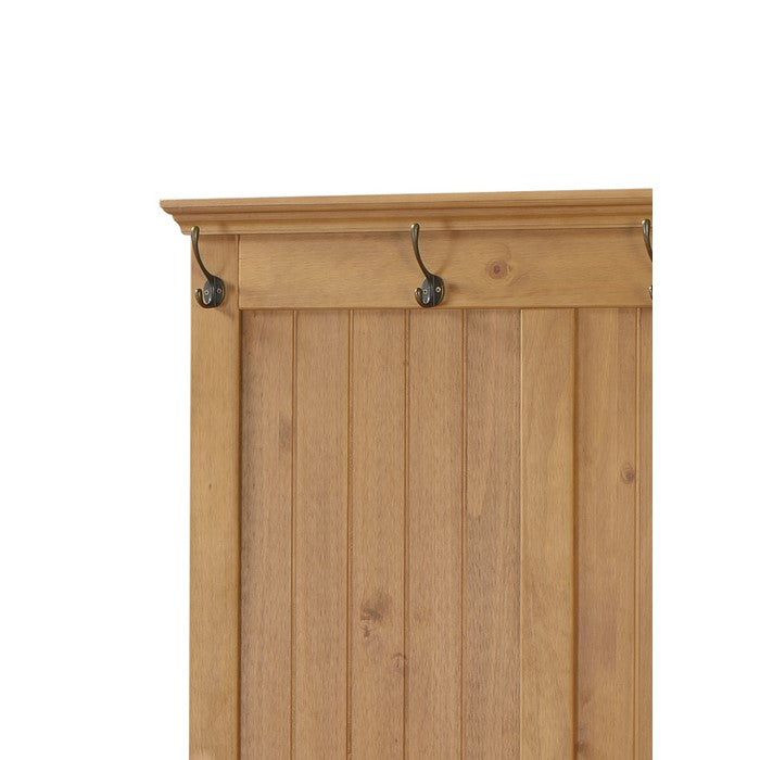 Spacious Wooden Hall Tree with Built In Bench and Curved Legs, Brown