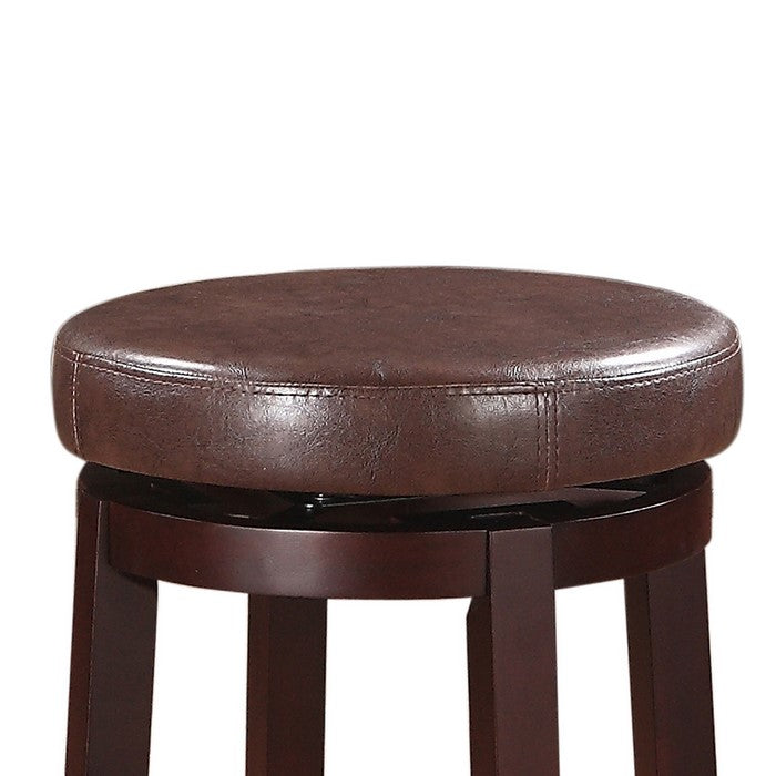 Fabric Upholstered Wooden Counter Stool with Slanted Legs, Brown