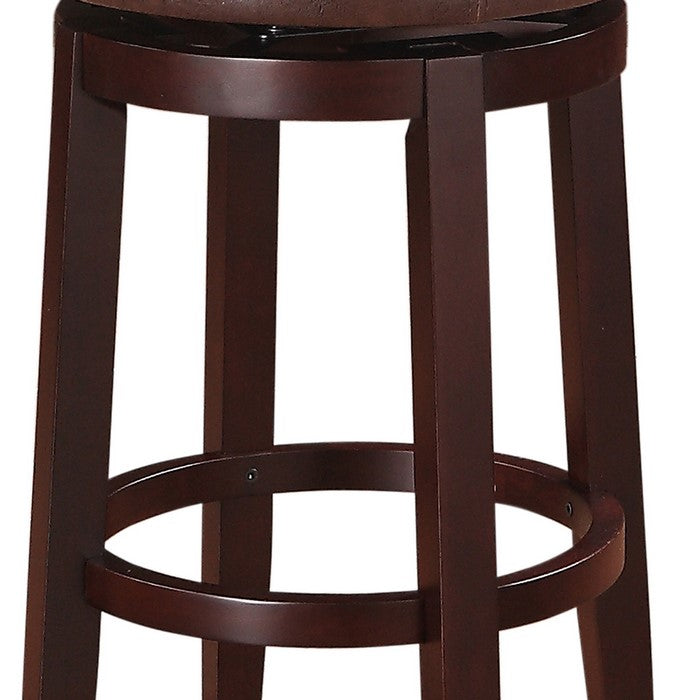 Fabric Upholstered Wooden Counter Stool with Slanted Legs, Brown