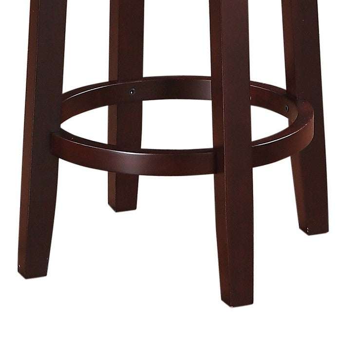 Fabric Upholstered Wooden Counter Stool with Slanted Legs, Brown