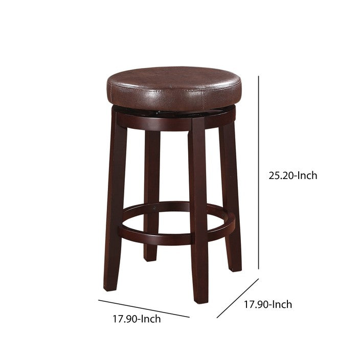 Fabric Upholstered Wooden Counter Stool with Slanted Legs, Brown