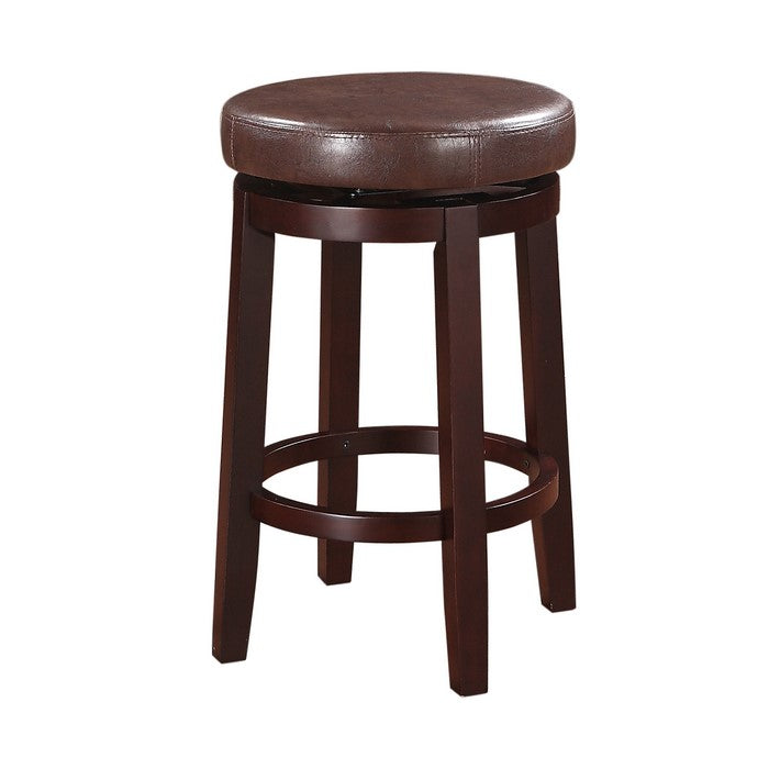 Fabric Upholstered Wooden Counter Stool with Slanted Legs, Brown