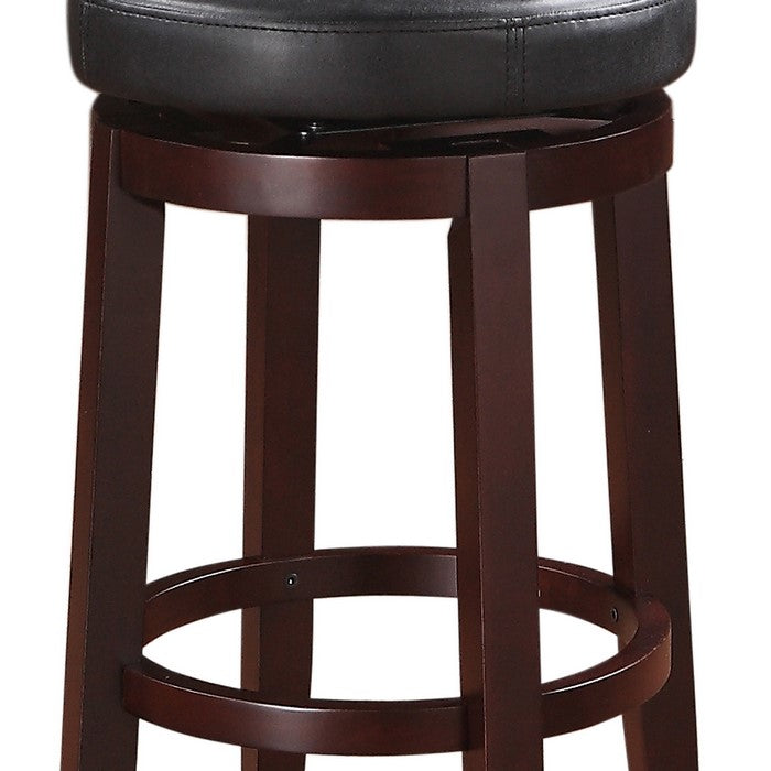 Fabric Upholstered Counter Stool with Slanted Legs, Brown and Black