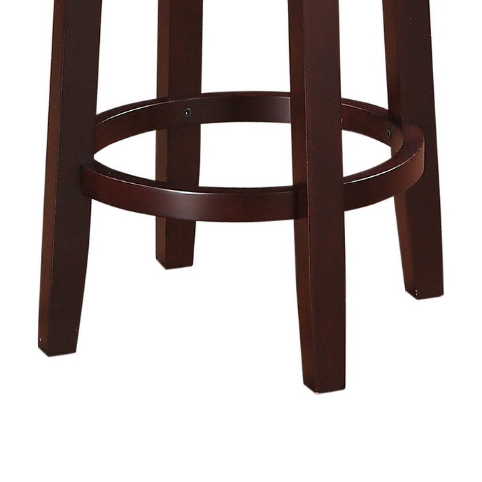 Fabric Upholstered Counter Stool with Slanted Legs, Brown and Black