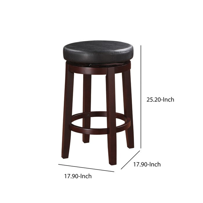 Fabric Upholstered Counter Stool with Slanted Legs, Brown and Black